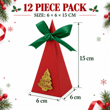 Red Triangle Christmas cookie bakery boxes with ribbon