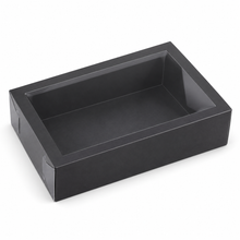 Black gift bakery box with clear slide out cover 6pcs