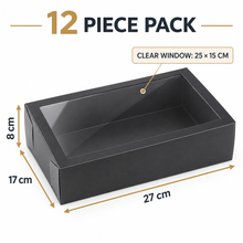 Black Kraft 12 Sets Rectangle Kraft Paper Gift Boxes Drawer Box with Window Box for Wrapping Party Favor