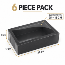 Black gift bakery box with clear slide out cover 6pcs