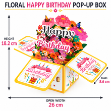Floral Happy Birthday 3D Pop-Up Surprise Box – Flower & Butterfly Greeting Card, Keepsake Gift and Party Table Decoration