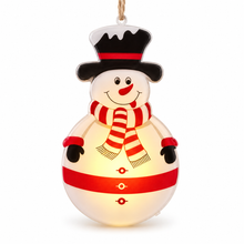 1PC Christmas Snowman LED Hanging Ornament – Battery Powered Snowman Christmas Tree Decoration with Reindeer Hat & Festive Scarf