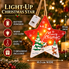 1PC Christmas Star LED Hanging Ornament – Merry Christmas Santa, Reindeer & Snowflake Design, Battery Powered Tree Decoration