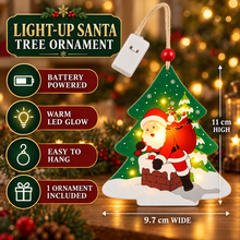 Christmas Tree Santa Ornament with LED Lights – 1PC Festive Santa Hanging Decoration for Christmas Tree, Home, Party & Holiday Décor