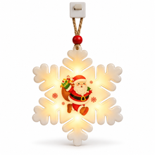 1PC Christmas Snowflake Santa LED Hanging Ornament – Battery Powered Christmas Tree Decoration, Santa Claus Snowflake Holiday Décor