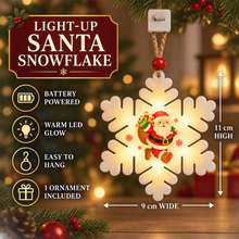 1PC Christmas Snowflake Santa LED Hanging Ornament – Battery Powered Christmas Tree Decoration, Santa Claus Snowflake Holiday Décor