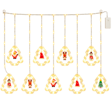 1PC Christmas Tree & Snowflake LED Curtain Lights – Warm White Hanging Window Ornament Decoration