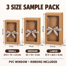 15pcs Kraft Paper Gift Boxes with PVC Window White Black Bakery Packaging Carton with ribbons included