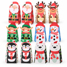 12PCS Christmas Cookie Gift Boxes – Santa, Reindeer, Elf, Snowman, Penguin & Polar Bear Festive Bakery Treat Boxes