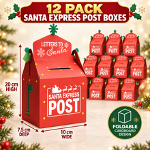12 Pack Santa Express Post Letter Boxes – Cardboard Letters to Santa Mailboxes  20 × 10 × 7.5 cm