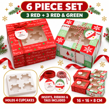 Christmas Red Green Cookie cup cake bakery box 6pcs