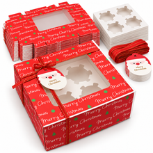 Red Christmas Themed cookies / candy / biscuits cup cake bakery box 6-24pcs