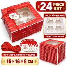 Red Christmas Themed cookies / candy / biscuits cup cake bakery box 6-24pcs