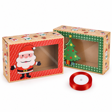 12-Pack Christmas Cookie Gift Boxes – Bakery Boxes with Ribbon, Treat Boxes for Cookies, Cakes, Candy & Holiday Gifts