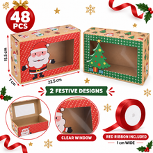 12-Pack Christmas Cookie Gift Boxes – Bakery Boxes with Ribbon, Treat Boxes for Cookies, Cakes, Candy & Holiday Gifts