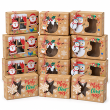 4pcs Large Sturdy Kraft Paper Christmas Gift Boxes with Rope Closure - Santa House-Shaped Lid, Foldable Party Favor Packaging for Candy,, Holiday Decorations - New Year & Xmas Party Supplies