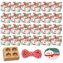 Christmas Green Cupcake Gift Boxes – Holds 4 Cupcakes, Includes Inserts, Gift Tags & Ribbon, Holiday Bakery Packaging
