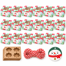 Christmas Green Cupcake Gift Boxes – Holds 4 Cupcakes, Includes Inserts, Gift Tags & Ribbon, Holiday Bakery Packaging