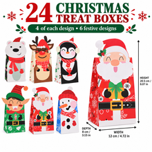 24-Pack Christmas Character Treat Boxes – Santa, Reindeer, Elf, Snowman, Penguin & Polar Bear Cookie Gift Packaging