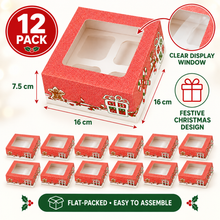 12-Pack Christmas Cupcake Bakery Boxes – Festive Holiday Gift Boxes