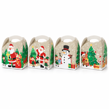 ⭐ 12PCS Mixed Color Christmas Gift Boxes with Carry Handle – 17.1×16×9.7cm White Cardboard Holiday Party Gift Bags, 4 Designs Christmas Eve Packaging ⭐