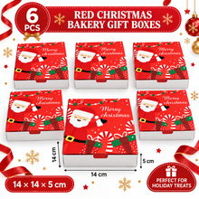 6PCS Red Christmas  Gift Boxes – Festive Bakery Gift Boxes for  Holiday Treat Packaging