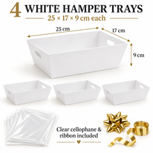 4pcs Mothers day, Valentines day,ChristmasBirthday White hamper gift box including ribbon and clear cellophane (25x17x9cm)