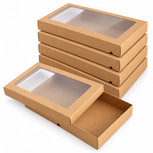 6PCS Extra-Large Kraft Grazing & Picnic Boxes with Clear Window Lids – 45 × 31 × 8 cm Catering Food Boxes