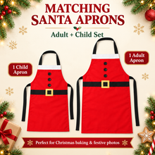 2 Piece Santa Claus Apron Set for Adult & Child – Matching Christmas Cooking & Baking Aprons