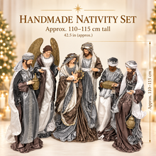 Premium Handmade Christmas Nativity Set with Holy Family, Angel & Three Wise Men – Approx. 110–115 cm