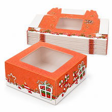 24PCS Christmas Themed Orange Cupcake Gift Boxes – Bakery Packaging for Holiday Treats & Desserts⭐