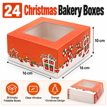 24PCS Christmas Themed Orange Cupcake Gift Boxes – Bakery Packaging for Holiday Treats & Desserts⭐