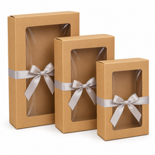 30pcs Kraft Paper Gift Boxes with PVC Window Kraft Bakery Packaging Carton including ribbons