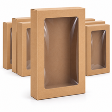 15pcs Kraft Paper Gift Boxes with PVC Window Bakery Packaging Carton   270x 165 x 50 mm