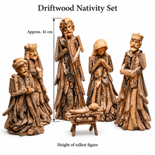 41 cm Driftwood Nativity Set with Angel Candle Holder | Rustic Christmas Décor