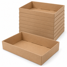 10pcs Grazing Kraft Corrugated Hamper Boxes 36x26x6cm – No Lid Gift Tray, Bakery, Grazing Box, Fruit, Dessert & Food Packaging