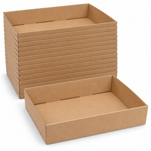 20-Pack Kraft Corrugated Grazing & Hamper Trays, Open Top No Lids – 36 × 26 × 6 cm