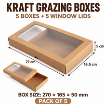 Eco Kraft grazing box with lids  270x 165 x 50 mmx 5 pcs