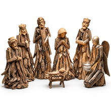 41 cm Driftwood Nativity Set with Angel Candle Holder | Rustic Christmas Décor