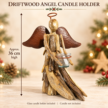 Christmas Driftwood Angel Candle Holder 36cm Rustic Wooden Angel Decoration for Home, Tabletop & Holiday Display