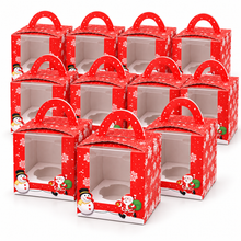 Christmas Single Cupcake Gift Box – 1 Hole Bakery Packaging, Festive Holiday Dessert Box for Cupcakes, Muffins & Sweet Treats (12PCS) ✨