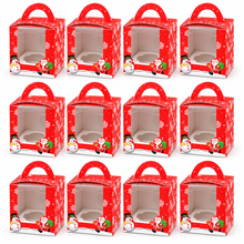 Christmas Single Cupcake Gift Box – 1 Hole Bakery Packaging, Festive Holiday Dessert Box for Cupcakes, Muffins & Sweet Treats (12PCS) ✨