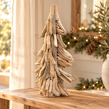 22.5" (60cm) Unique Driftwood Christmas Tree Decoration – Rustic Handmade Holiday Decor, Coastal Christmas Tabletop Display