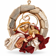 🎄 8" (20cm) Christmas Religious Wreath Ornament – Driftwood Frame with Holy Family Nativity Scene, Christian Holiday Hanging Decor ✨