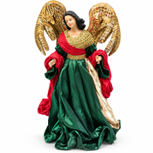 Christmas Religious Angel Ornament 41cm – Green & Red Nativity Figurine, Christian Christmas Home Decor & Holiday Display