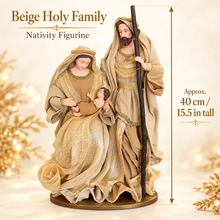 15.5" (40cm) Christmas Ornament – Beige Holy Family Figurine, Religious Nativity Scene Decoration, Christian Home Decor & Holiday Gifts