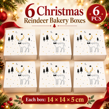 6PCS Christmas Reindeer Style Bakery Boxes – Festive Holiday Gift Set for Dessert Packaging