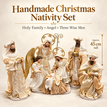 Christmas Handmade Nativity Set 45cm with Large Angel & 16" Three Kings – Religious Holy Family Scene, Christian Christmas Home Decor & Holiday Gifts