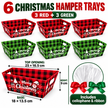 Red Green Christmas Hamper Cookie gift bakery hamper trays with cellophane and ribbon 18x13. 5x9cm