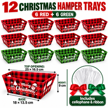 Red Green Christmas Hamper Cookie gift bakery hamper trays with cellophane and ribbon 18x13. 5x9cm